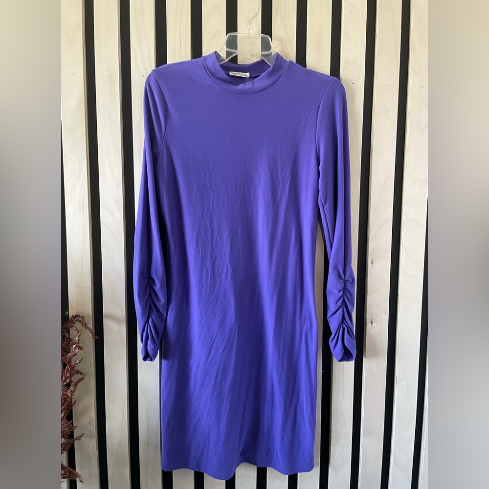 Fashion Nova Purple Turtle Neck Long Sleeve Dress - Picture 3 of 5